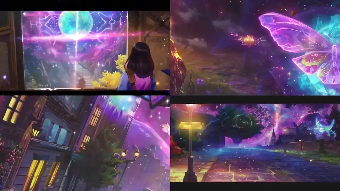 Whimsical and Ethereal Fantasy Landscapes with a Vibrant Aura - Midjourney sref style