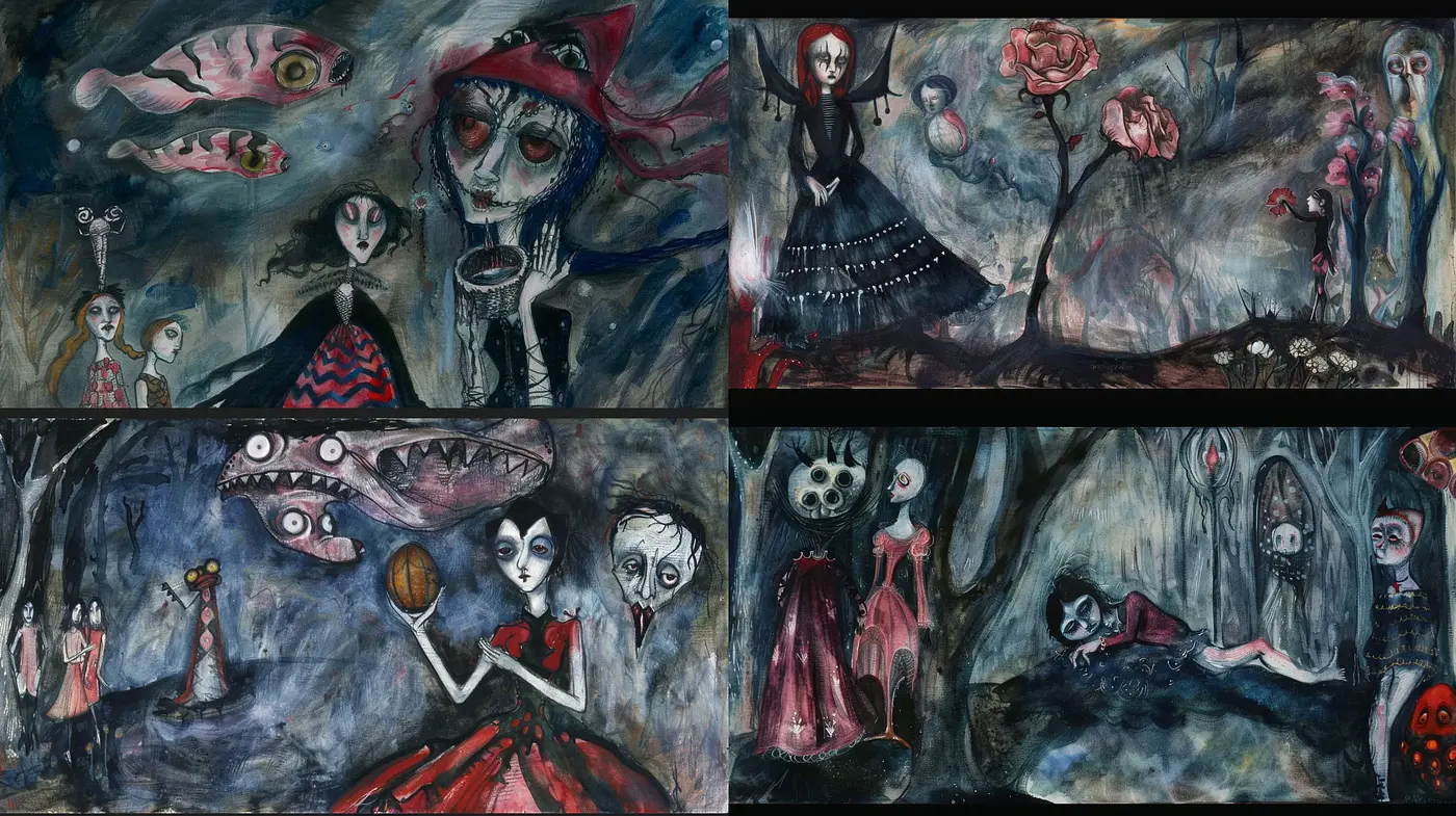 Gothic Elegance in Surreal Portraiture - Midjourney sref style