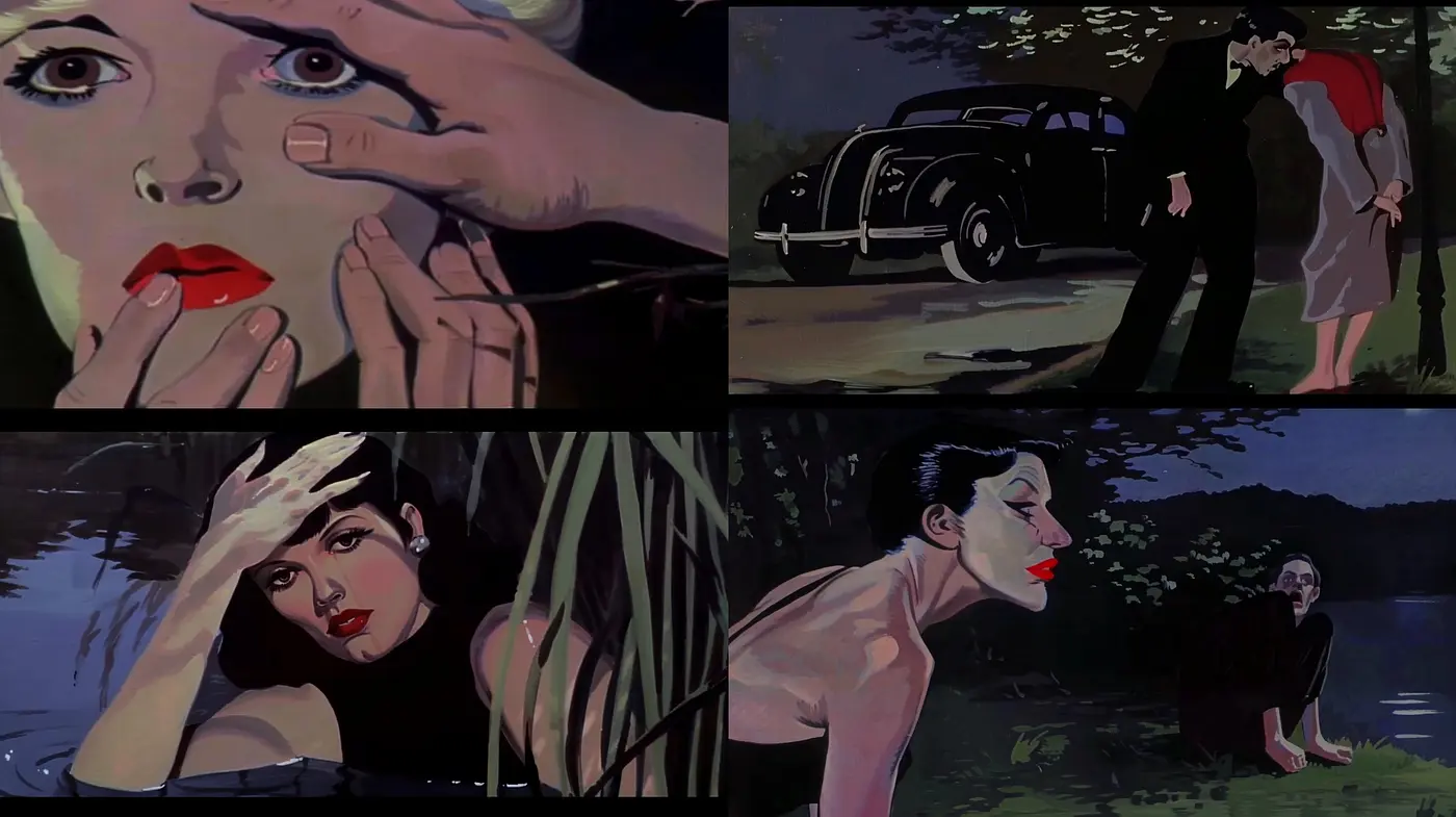 Noir-Inspired Cinematic Essence with Consistent Chromatic Harmony - Midjourney sref style