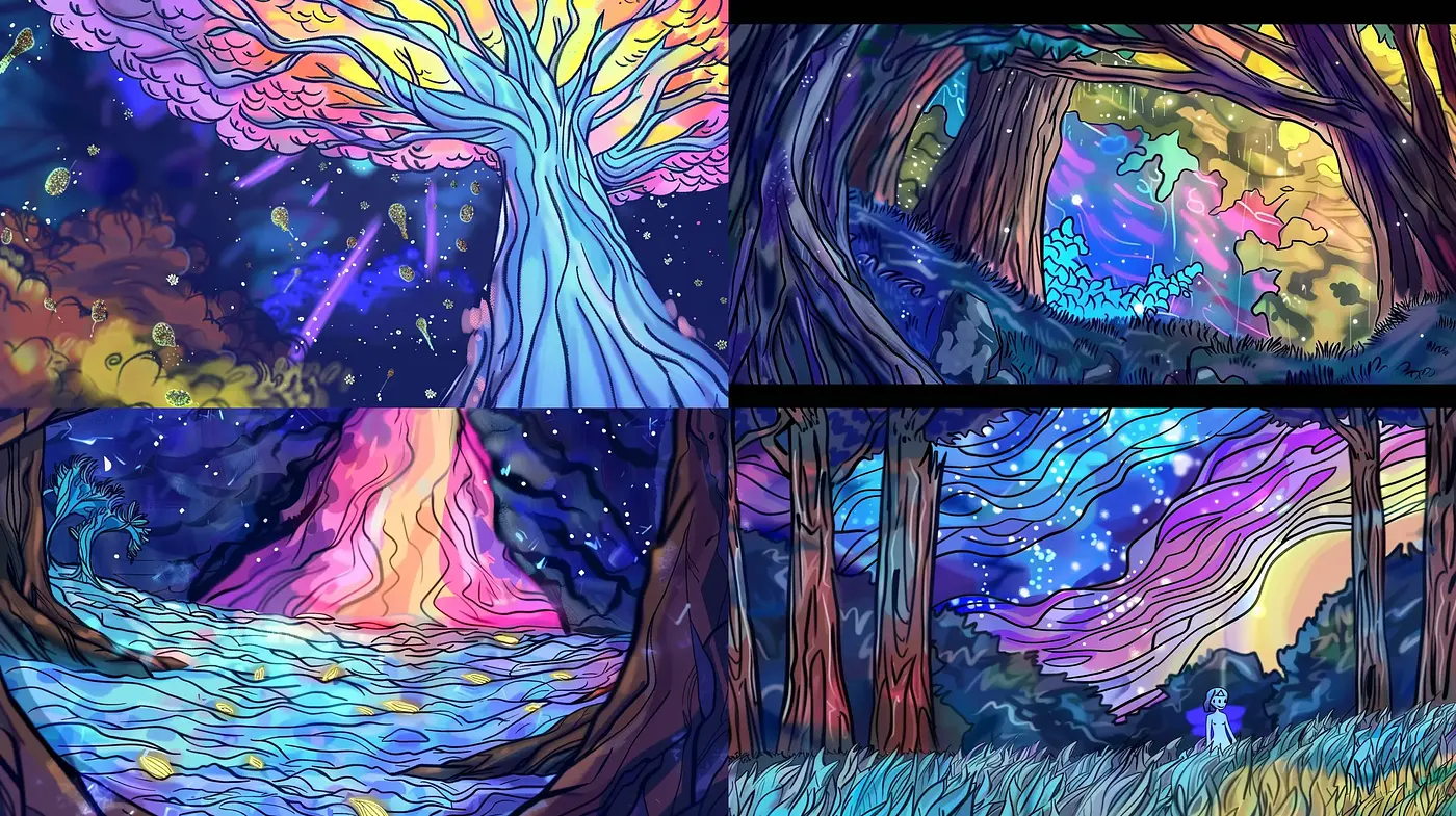 Otherworldly Dreamscape in Vivid Strokes - Midjourney sref style