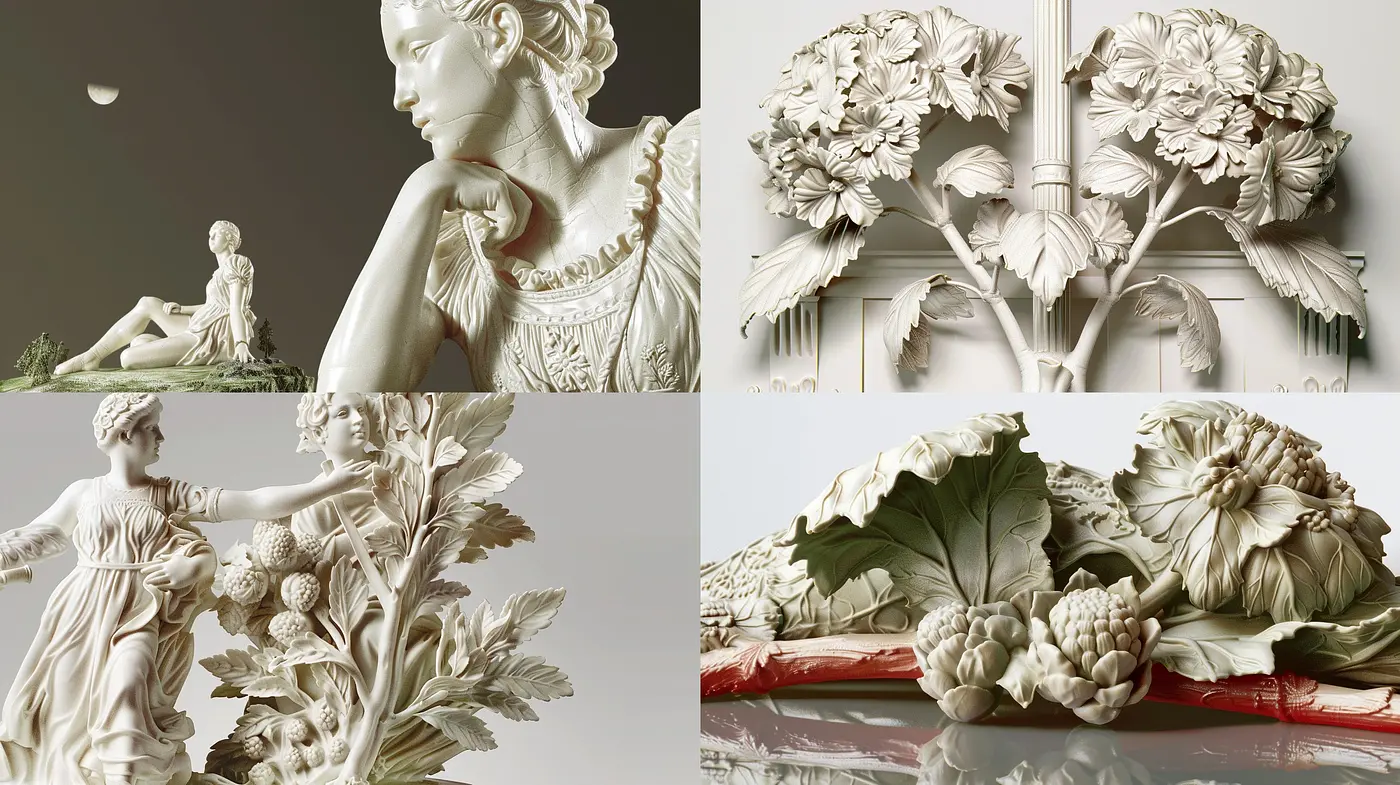 Neo-Classical Reverie: A Synthesis of Sculptural Grace and Pastel Serenity - Midjourney sref style