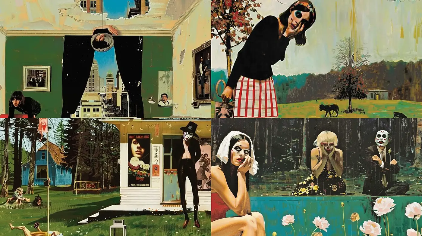 Postmodern Collage of Surreal Nostalgia - Midjourney sref style