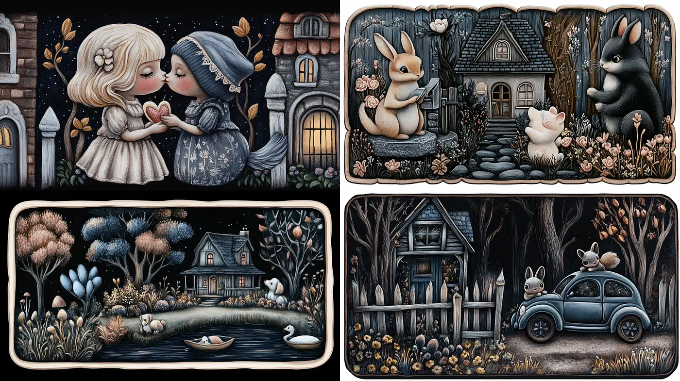 Whimsical and Enchanting Illustrations with a Vintage Touch - Midjourney sref style