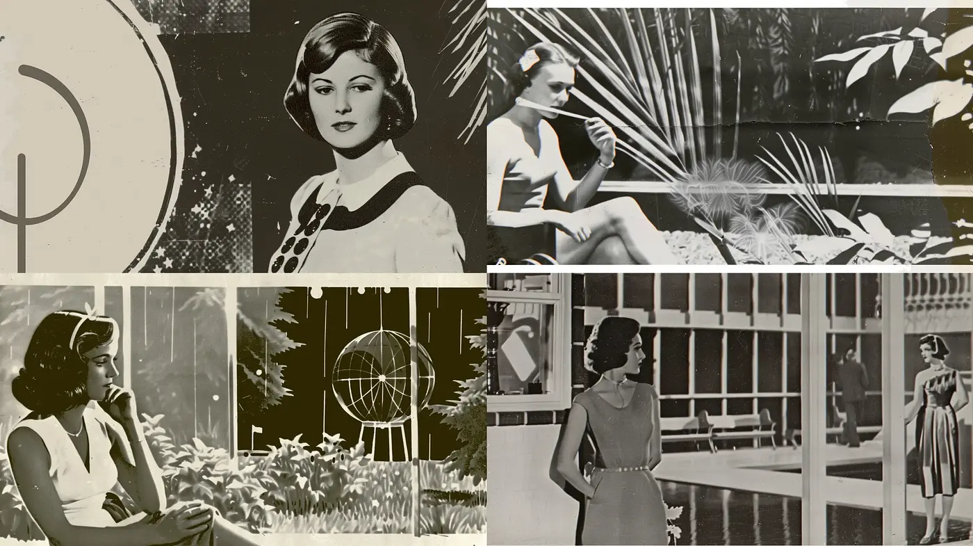 Monochromatic Retro Elegance with Photographic Nostalgia - Midjourney sref style