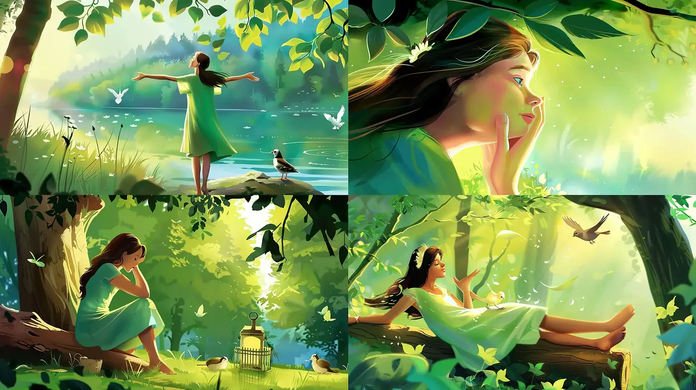Enchanted Verdant Dreamscape: A Harmonious Blend of Natural Serenity - Midjourney sref style