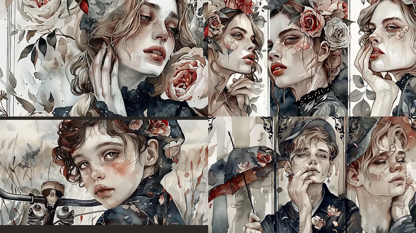 Ethereal Elegance in Watercolor Dreamscapes - Midjourney sref style
