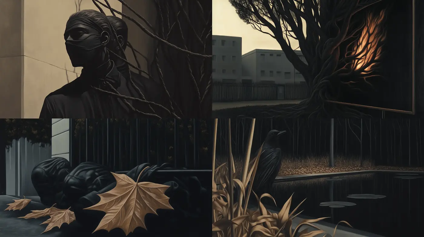 Nocturnal Hues and Earthy Textures: A Study in Ambient Melancholy - Midjourney sref style