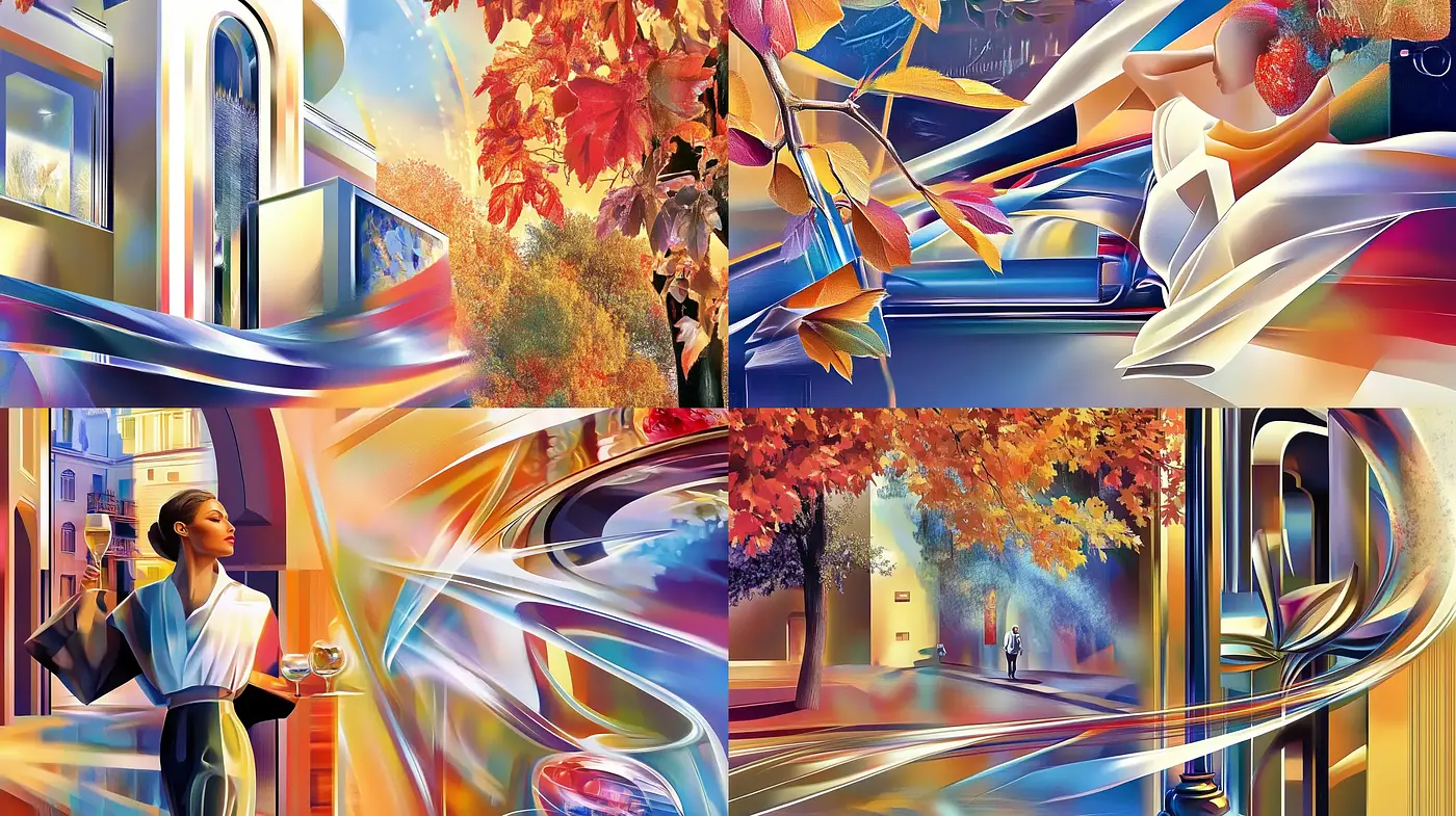 Futuristic Elegance with Whimsical Art Nouveau Echoes - Midjourney sref style