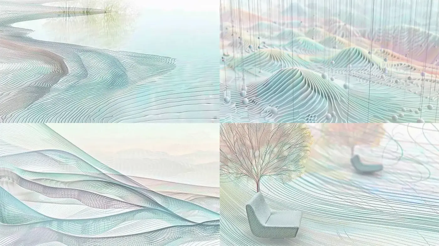 Ethereal Fluidity with Abstract Landscapes and Serene Textures - Midjourney sref style