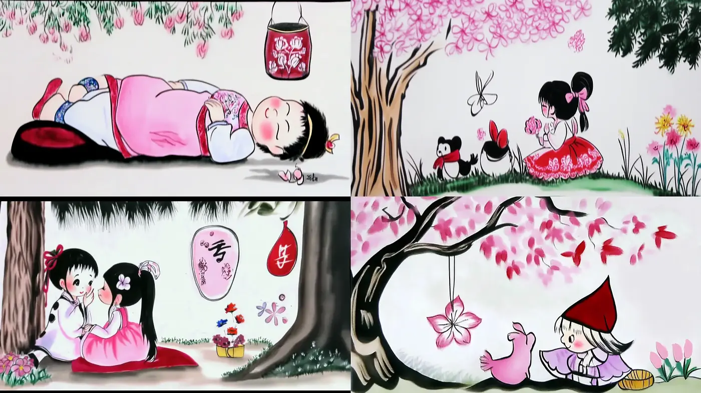 Sakura Whispers in Serene Tableaux - Midjourney sref style