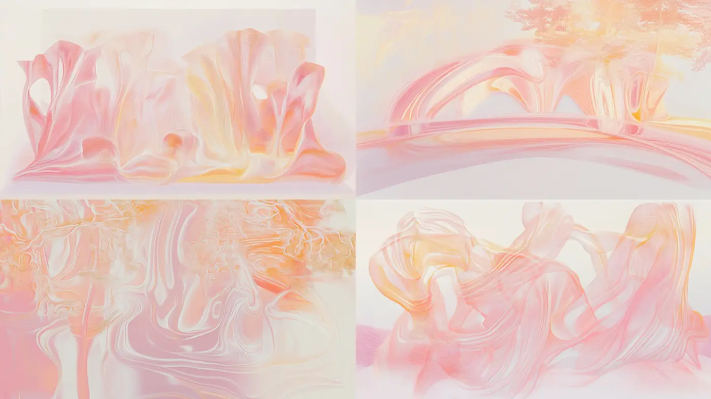Ethereal Pastel Waves: A Harmonious Blend of Soft Hues and Fluid Dynamics - Midjourney sref style