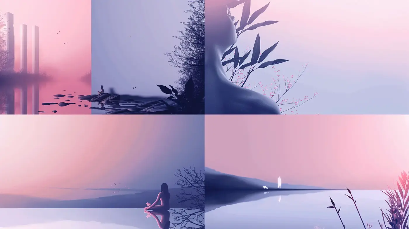 Tranquil Dawn: A Serene and Ethereal Landscape Series - Midjourney sref style