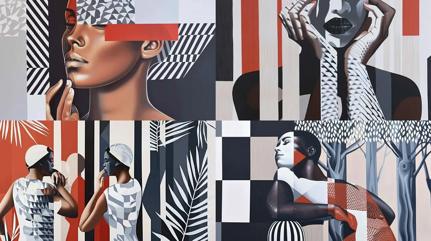 Geometric Abstraction Portraiture with a Modernist Touch - Midjourney sref style