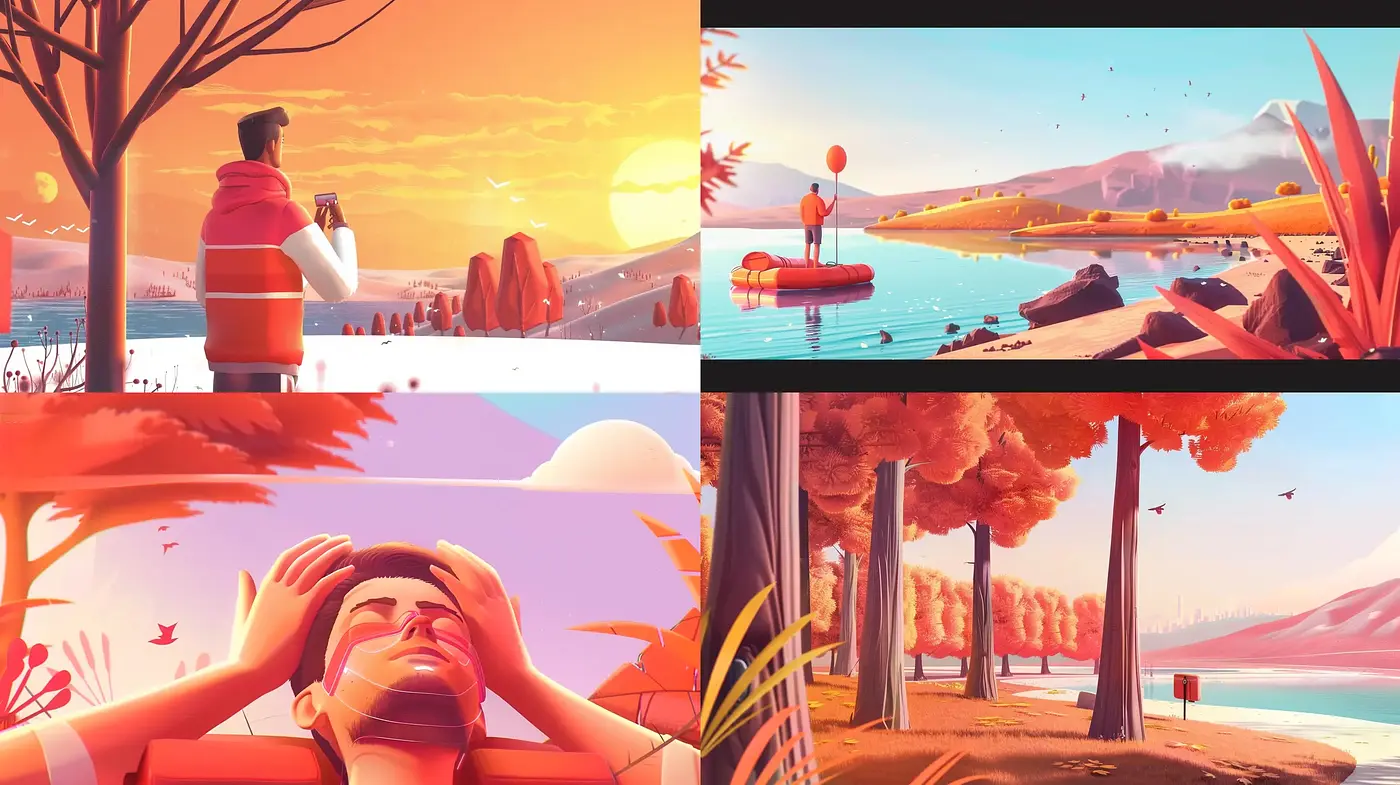 Warm Hues and Dreamy Landscapes: A Consistent Serene Worldview - Midjourney sref style