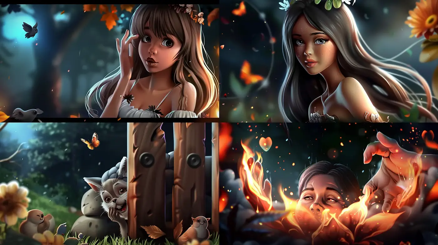 Enigmatic Twilight: Ethereal Nature and Whimsical Characters Through Digital Artistry - Midjourney sref style