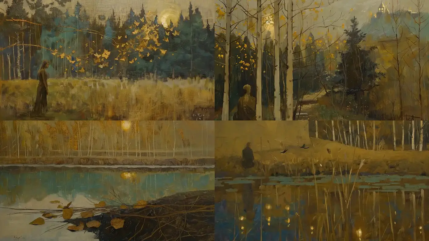 Serene Landscapes with Ethereal Quality and Nature's Palette - Midjourney sref style