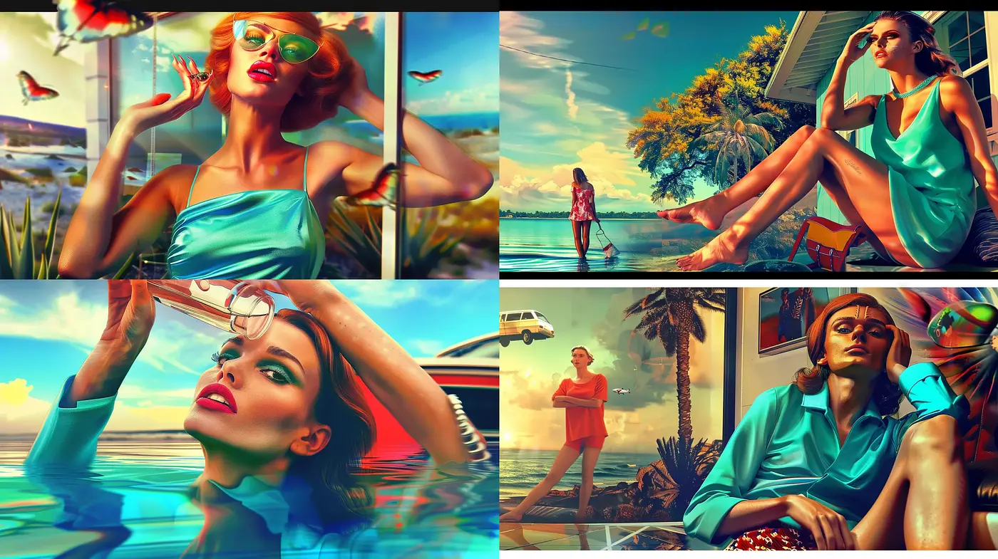 Sunlit Retro Elegance with Hyperrealist Brushstrokes - Midjourney sref style