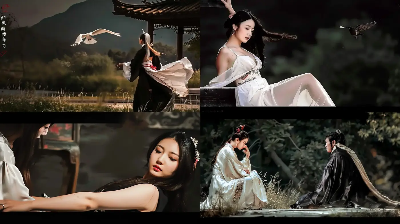 Ethereal Elegance in Monochromatic Nature: An Evocative Blend of Classical Asian Aesthetics and Contemporary Artistry - Midjourney sref style