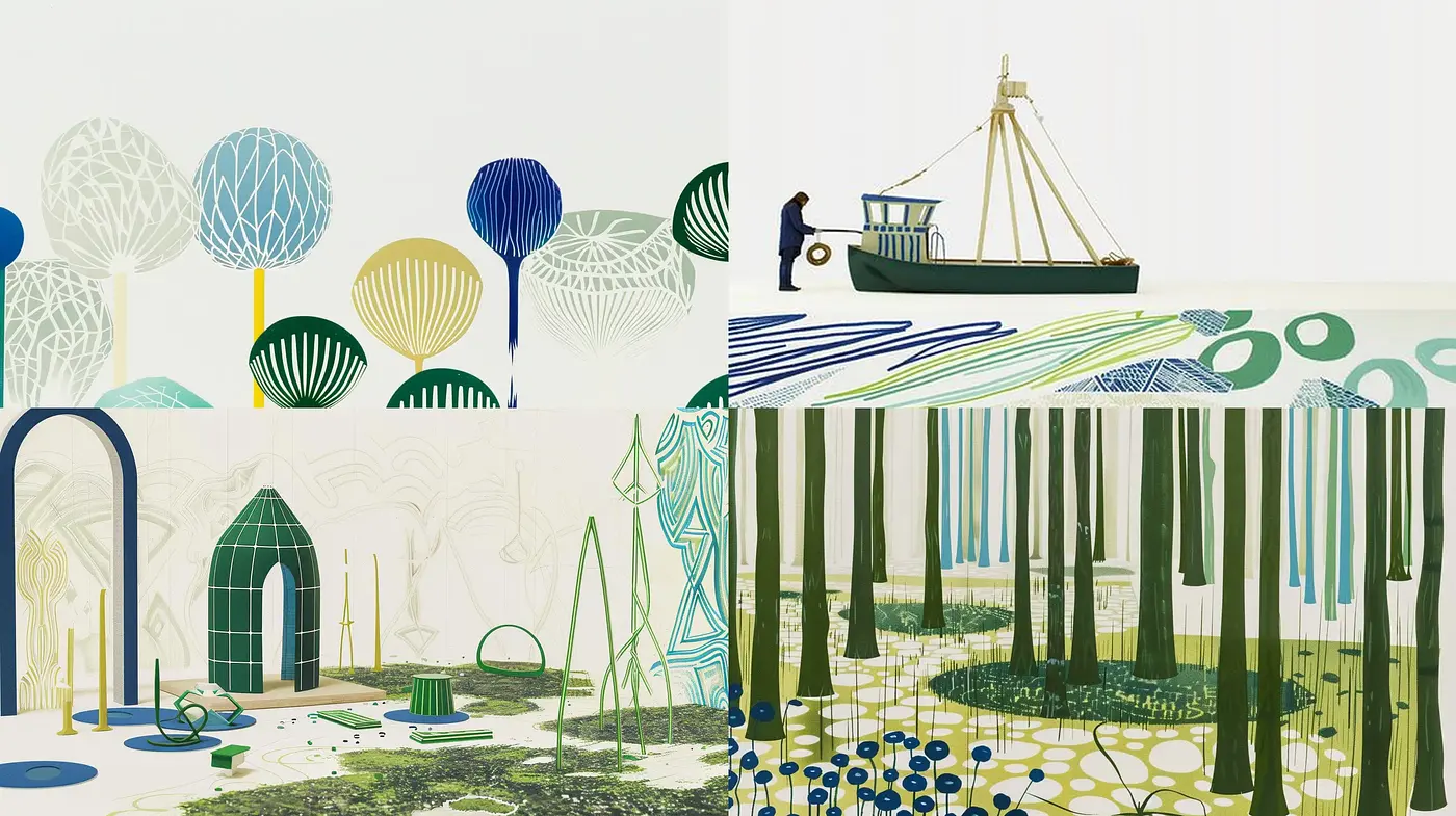 Contemplative Geometric Abstraction with a Serene Color Harmony - Midjourney sref style