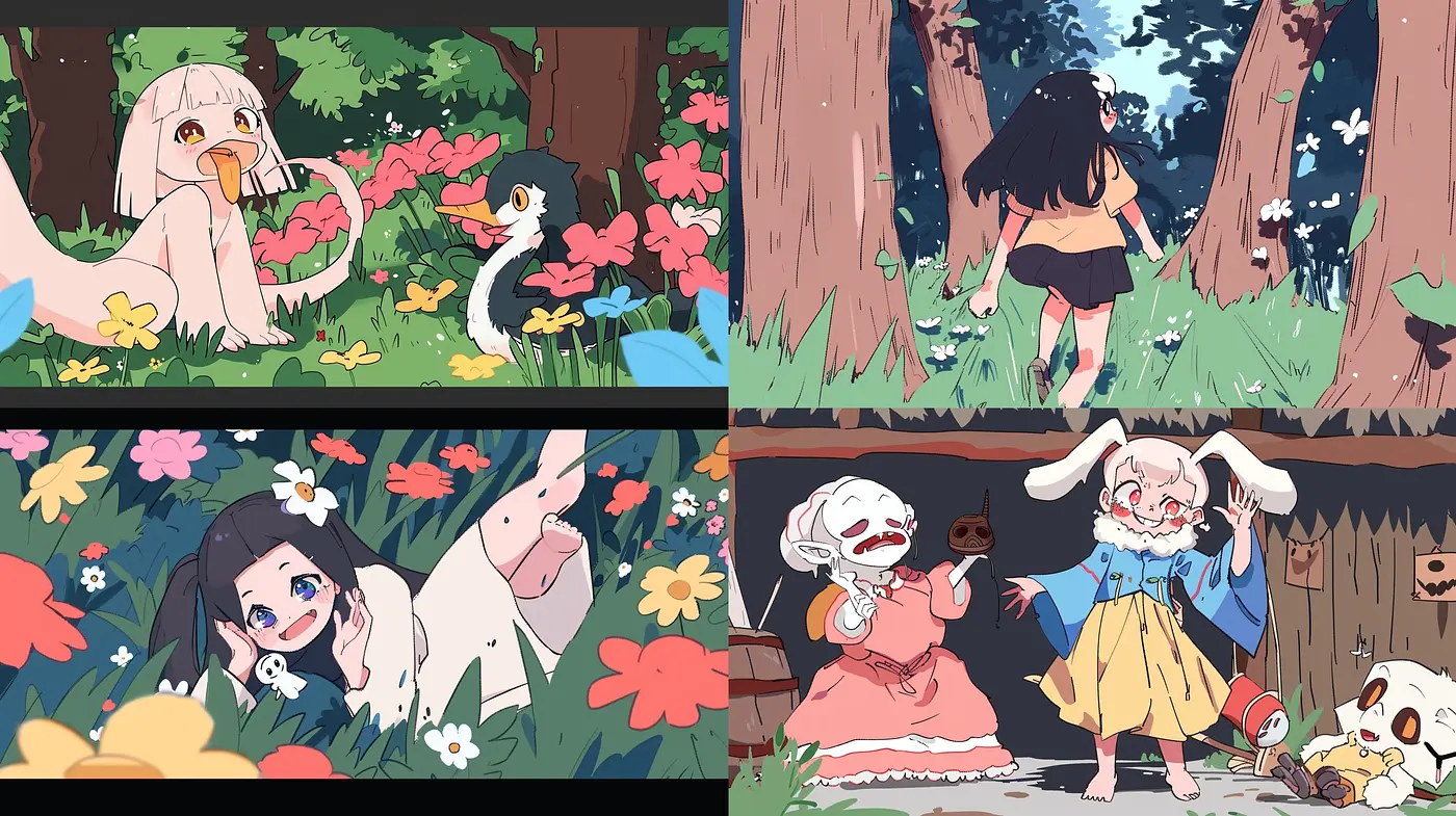 Whimsical Anime-Inspired Pastoral Scenes with Soft Textures and a Playful Palette - Midjourney sref style