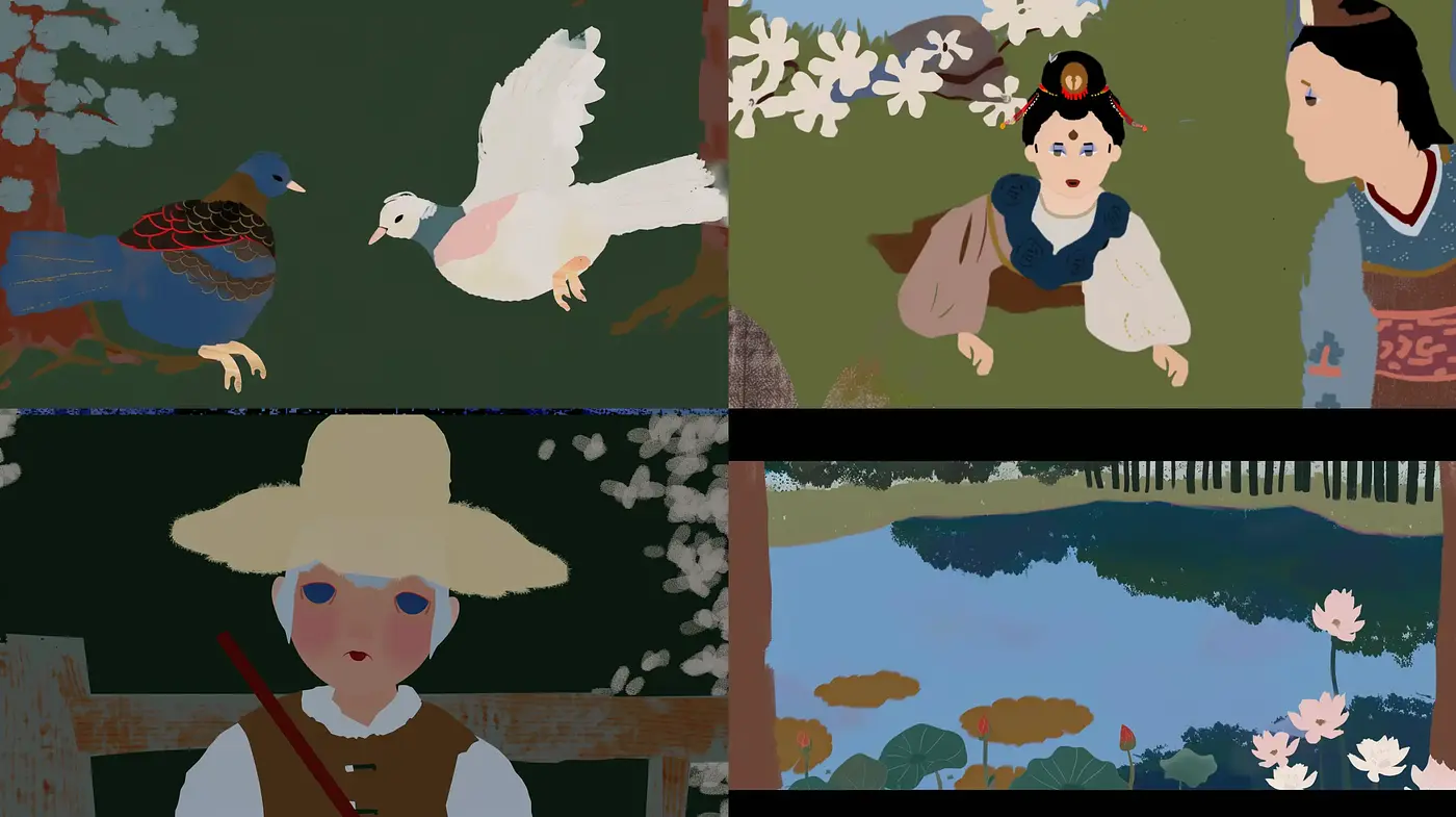 Serene Pastoral Imagery with Anime Influence and Impressionist Undertones - Midjourney sref style