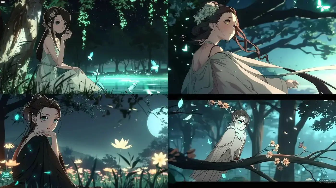 Enchanting ethereal nights with whimsical elements - Midjourney sref style