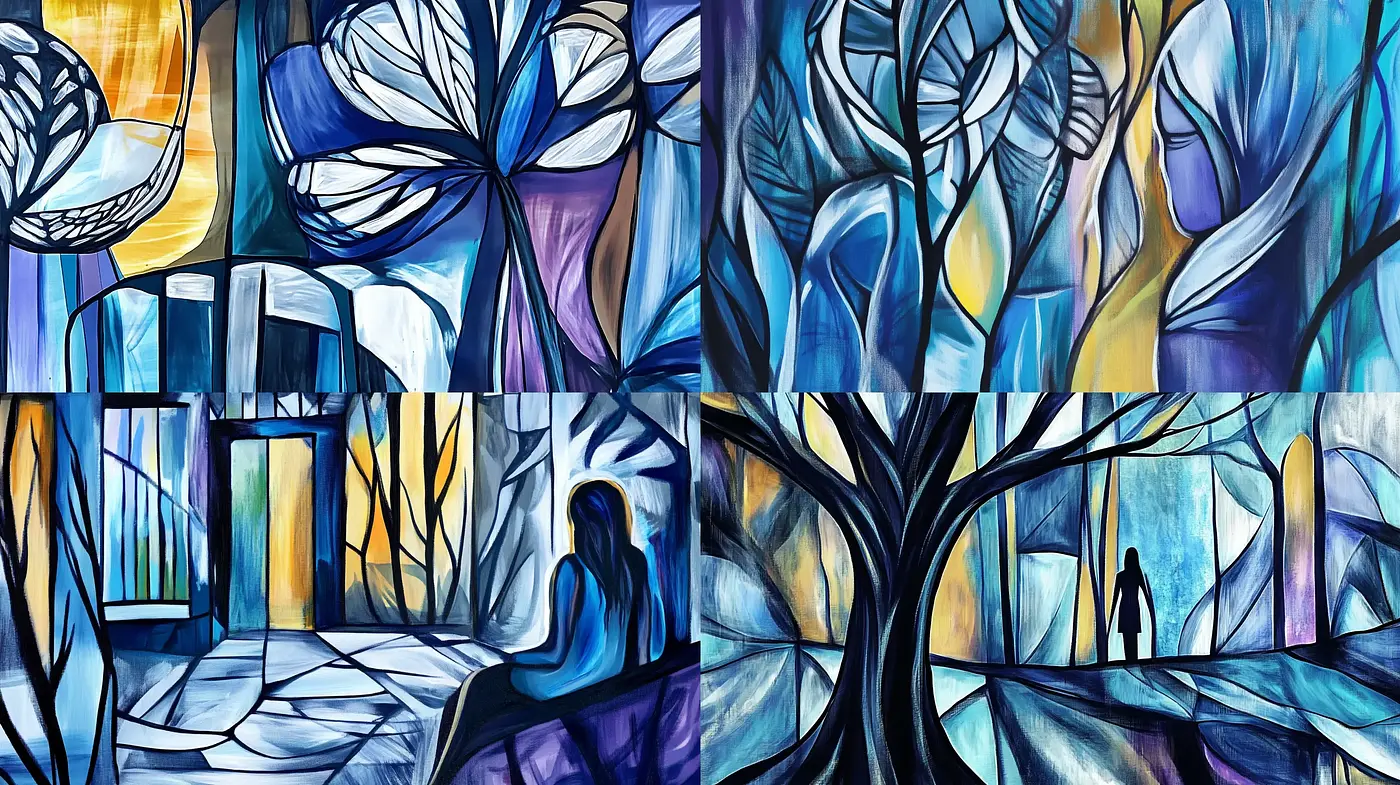 Luminous Chromatic Contours in Stained-Glass Artistry - Midjourney sref style