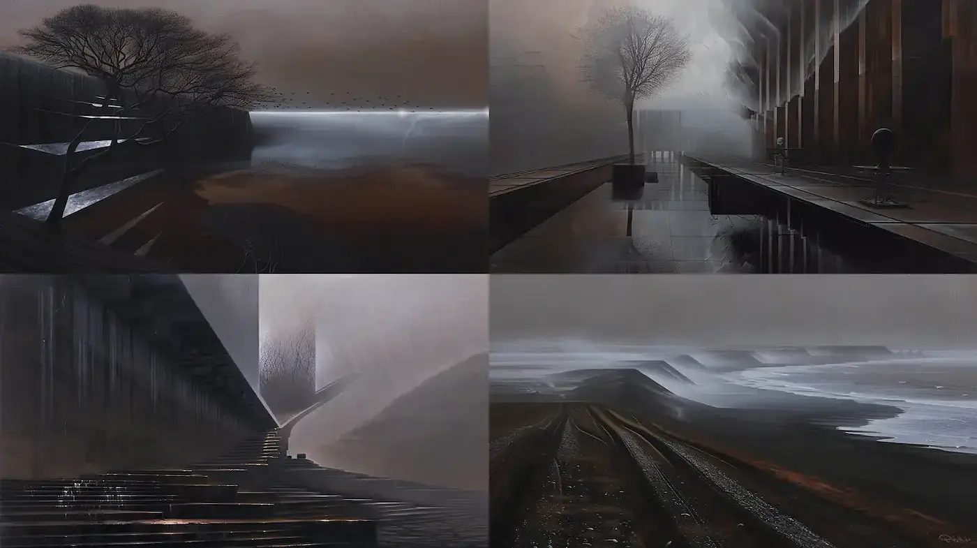 Ethereal Mist and Monochrome Dreams: A Study in Atmospheric Consistency - Midjourney sref style