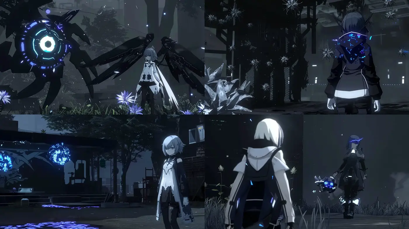 Monochromatic Futurism with Ethereal Blue Highlights - Midjourney sref style