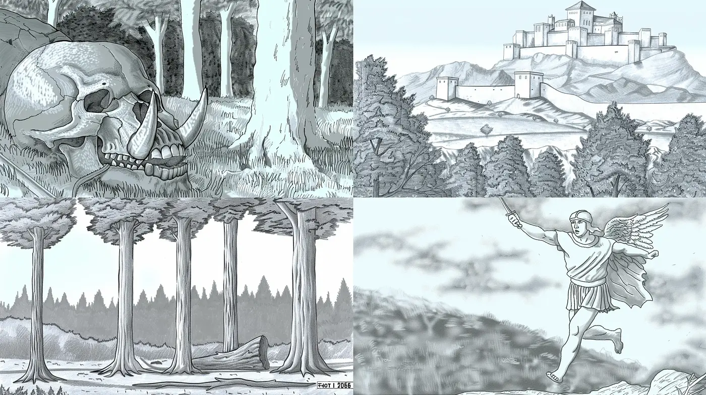 Monochromatic Graphite Sketchbook - Midjourney sref style