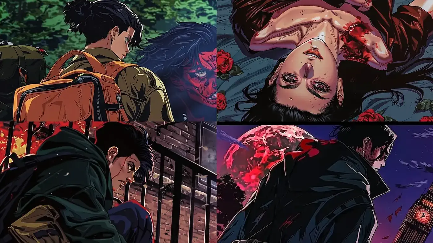 Dynamic and Expressive Graphic Novel Style with Dark Themes - Midjourney sref style