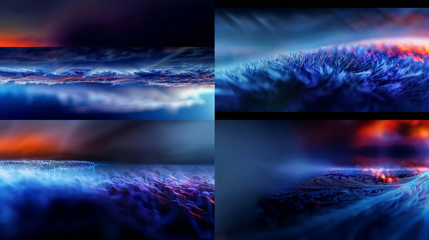 Ethereal Luminous Dreamscapes: A Study in Blue and Crimson Hues - Midjourney sref style