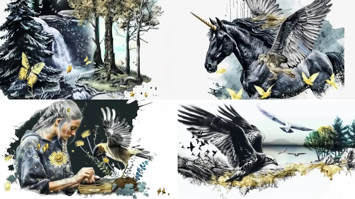 Whimsical Nature-Infused Illustrations with Mystical Elements - Midjourney sref style