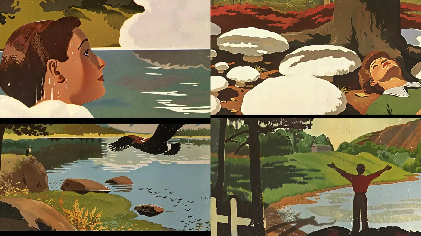 Serene Reflections of Vintage Americana - Midjourney sref style
