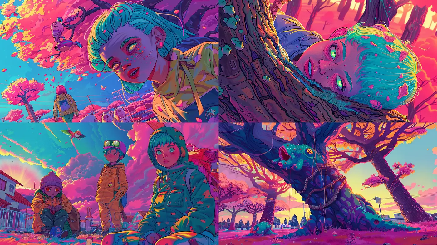 Ethereal Twilight Dreamscapes with a Surreal Anime Essence - Midjourney sref style