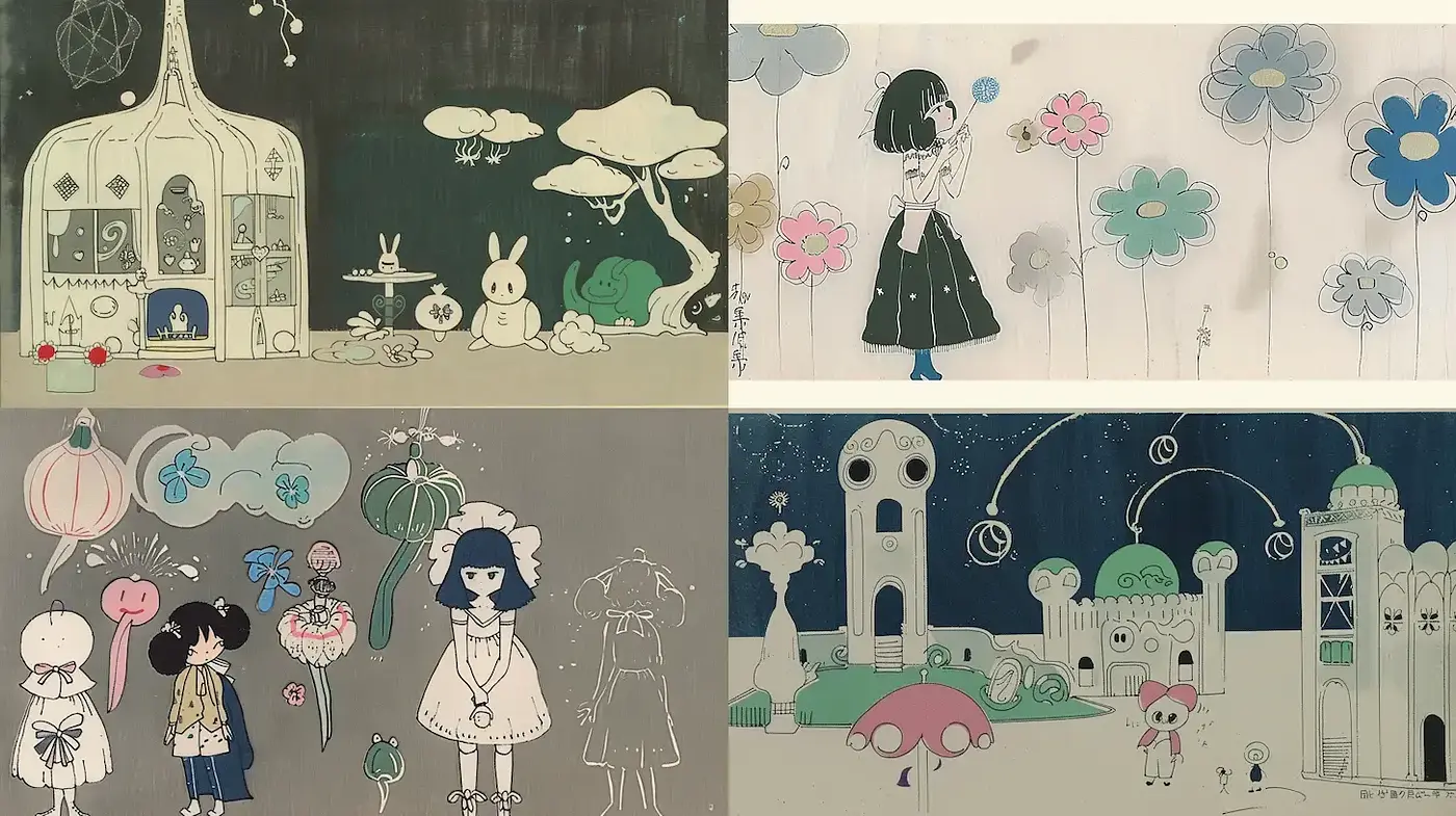 Whimsical and Enchanting Illustrations with Subtle Vintage Aesthetic - Midjourney sref style