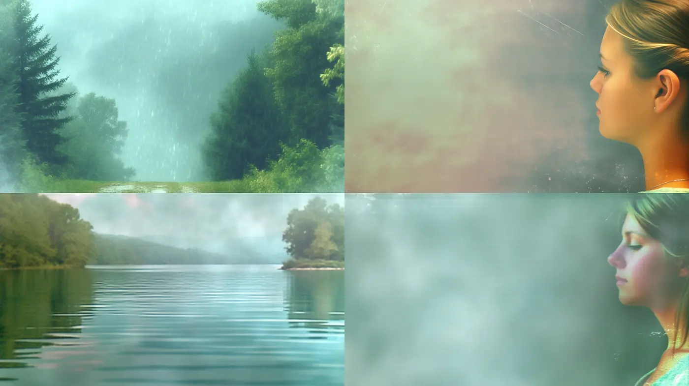 Ethereal Hues of Serenity: A Dreamy Fusion of Soft Greens and Aquatic Blues - Midjourney sref style