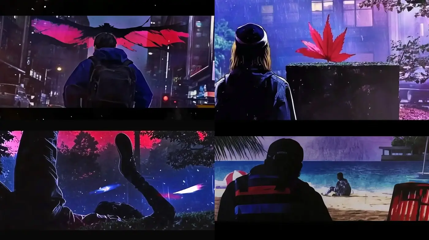 Neon-Noir Dreamscape: A Cinematic Blend of Cyberpunk and Surrealism - Midjourney sref style