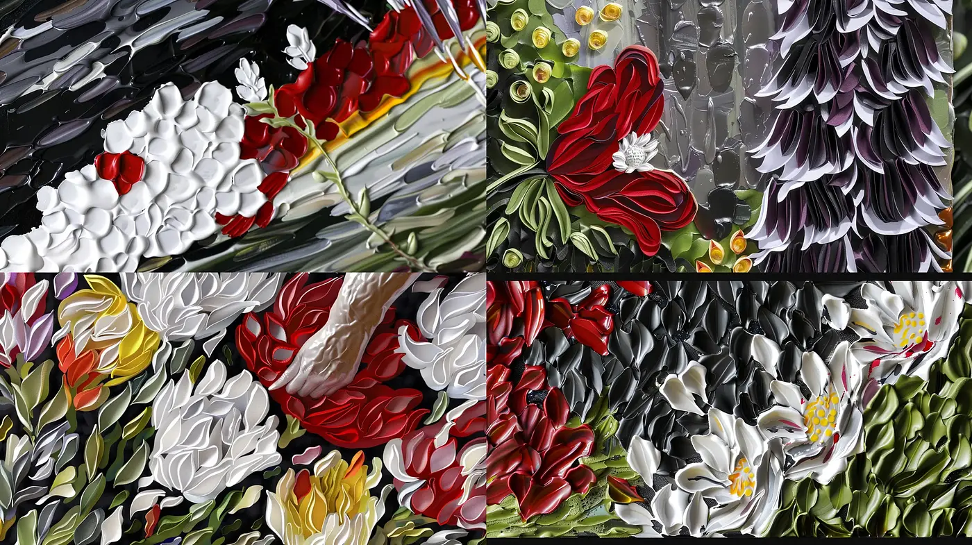 Blossoming Chromatic Textures - A Vivid and Expressive Pastiche - Midjourney sref style