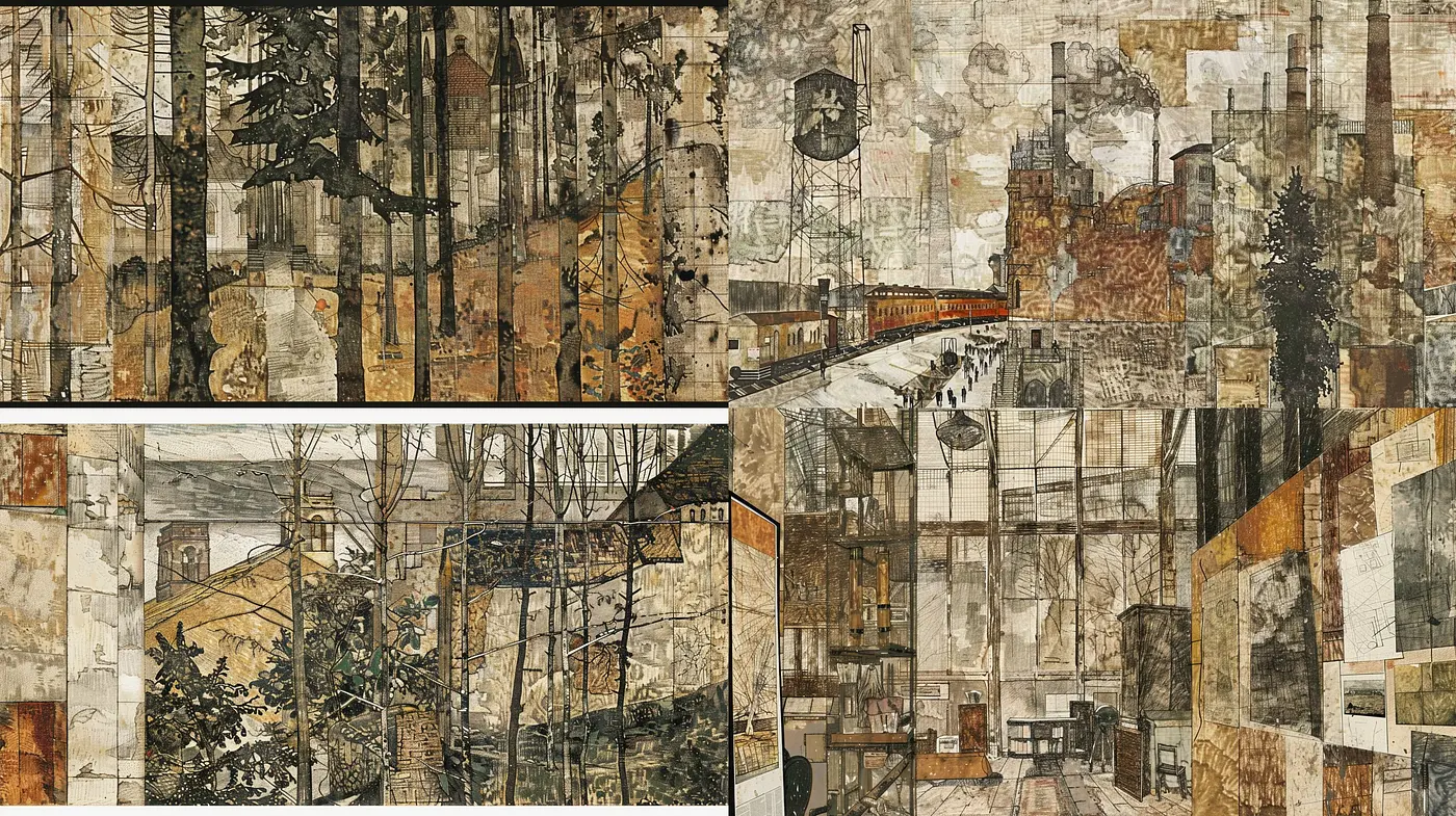 Melancholic Industrial Elegance: A Tribute to Weathered Textures and Muted Tones - Midjourney sref style