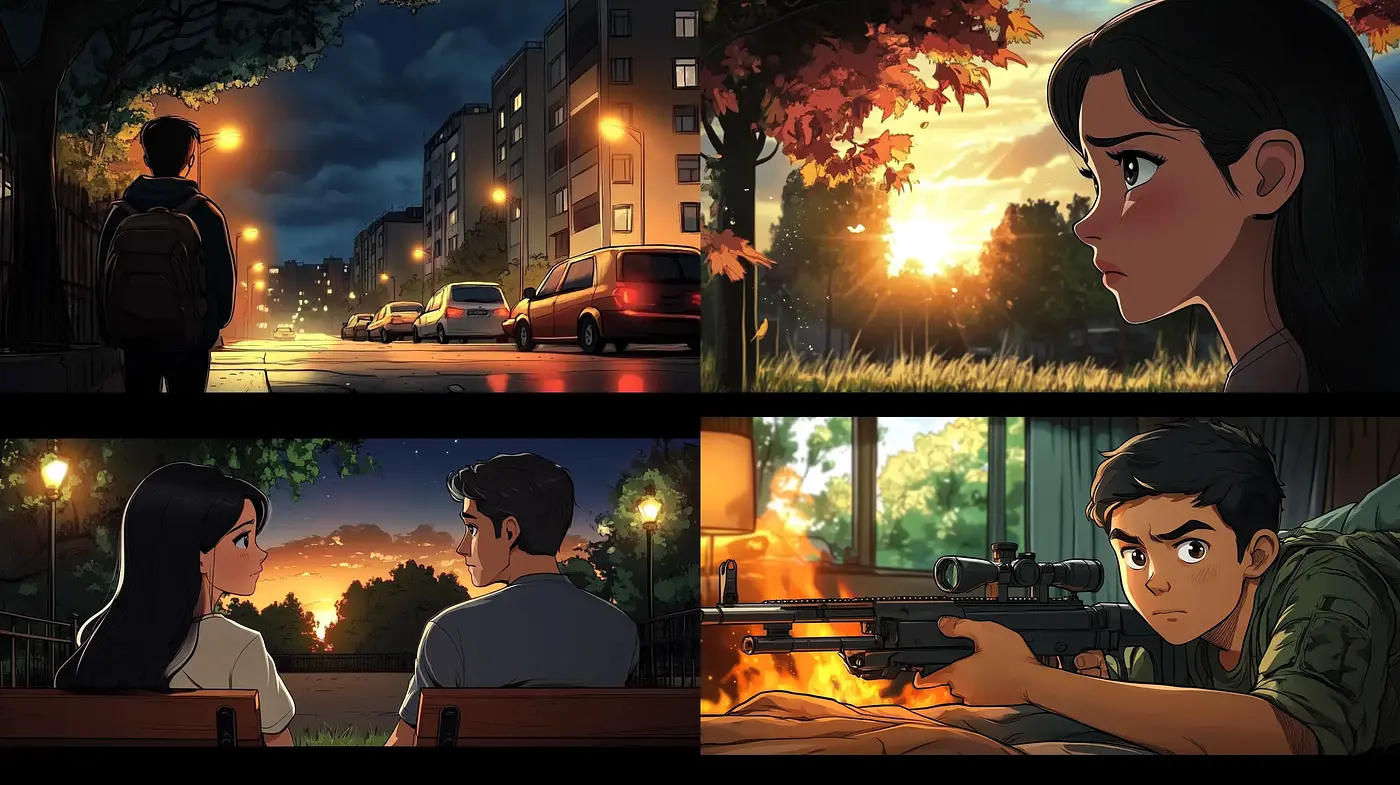 Dramatic Cinematic Anime-Inspired Visual Storytelling - Midjourney sref style