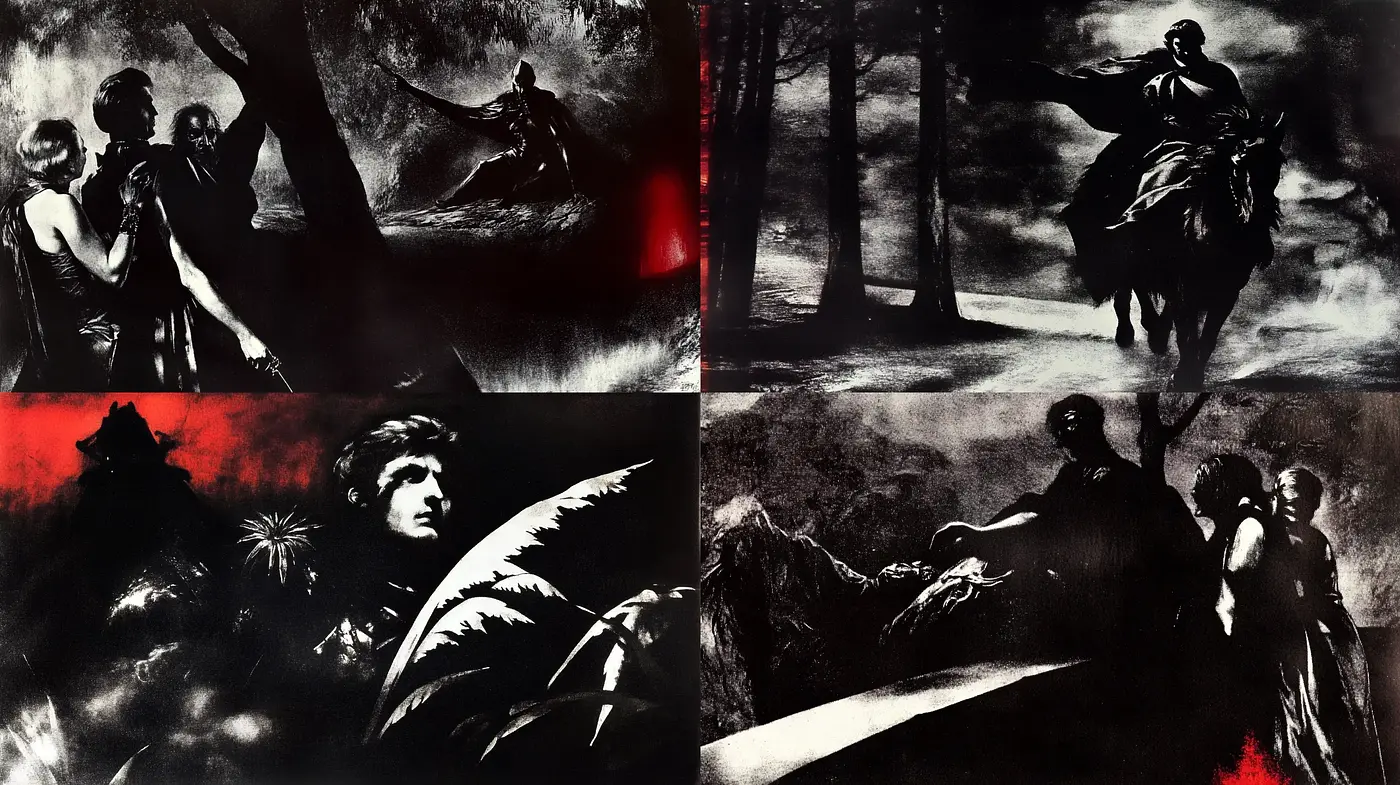 Monochromatic Elegance with Red Accent - Homage to Noir Cinema - Midjourney sref style