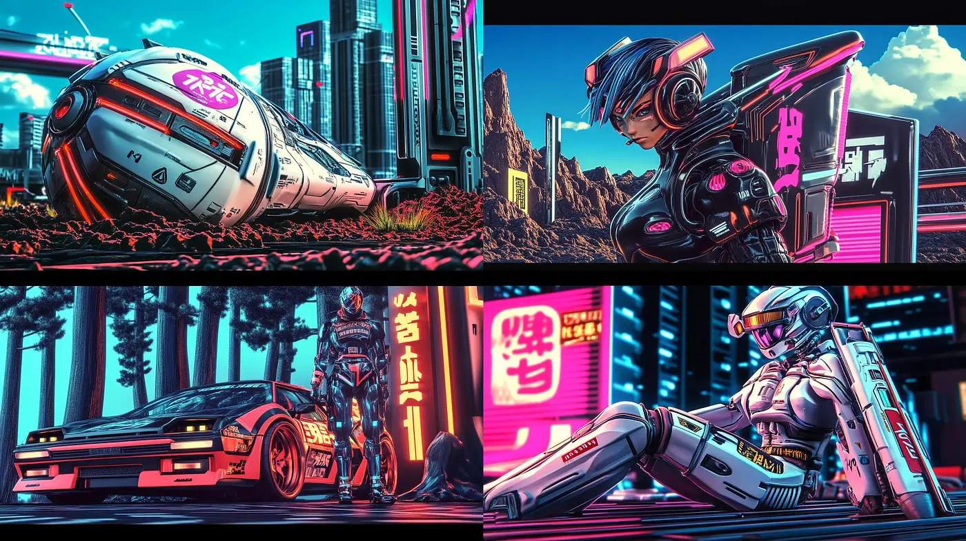 Neon-Infused Futuristic Retro Dystopia - Midjourney sref style