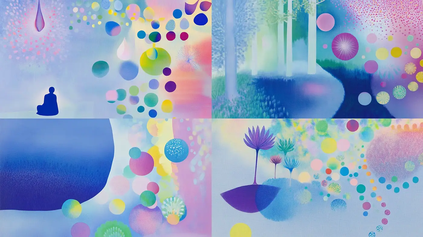 Ethereal Dreamscapes with Luminous Dotted Patterns - Midjourney sref style