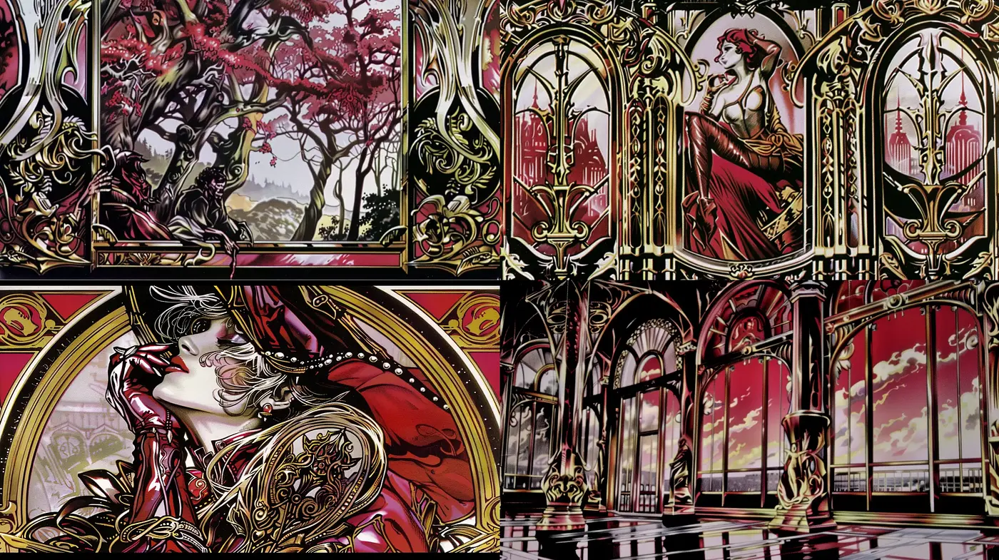Baroque-Inspired Fantasia with a Gothic Twist - Midjourney sref style