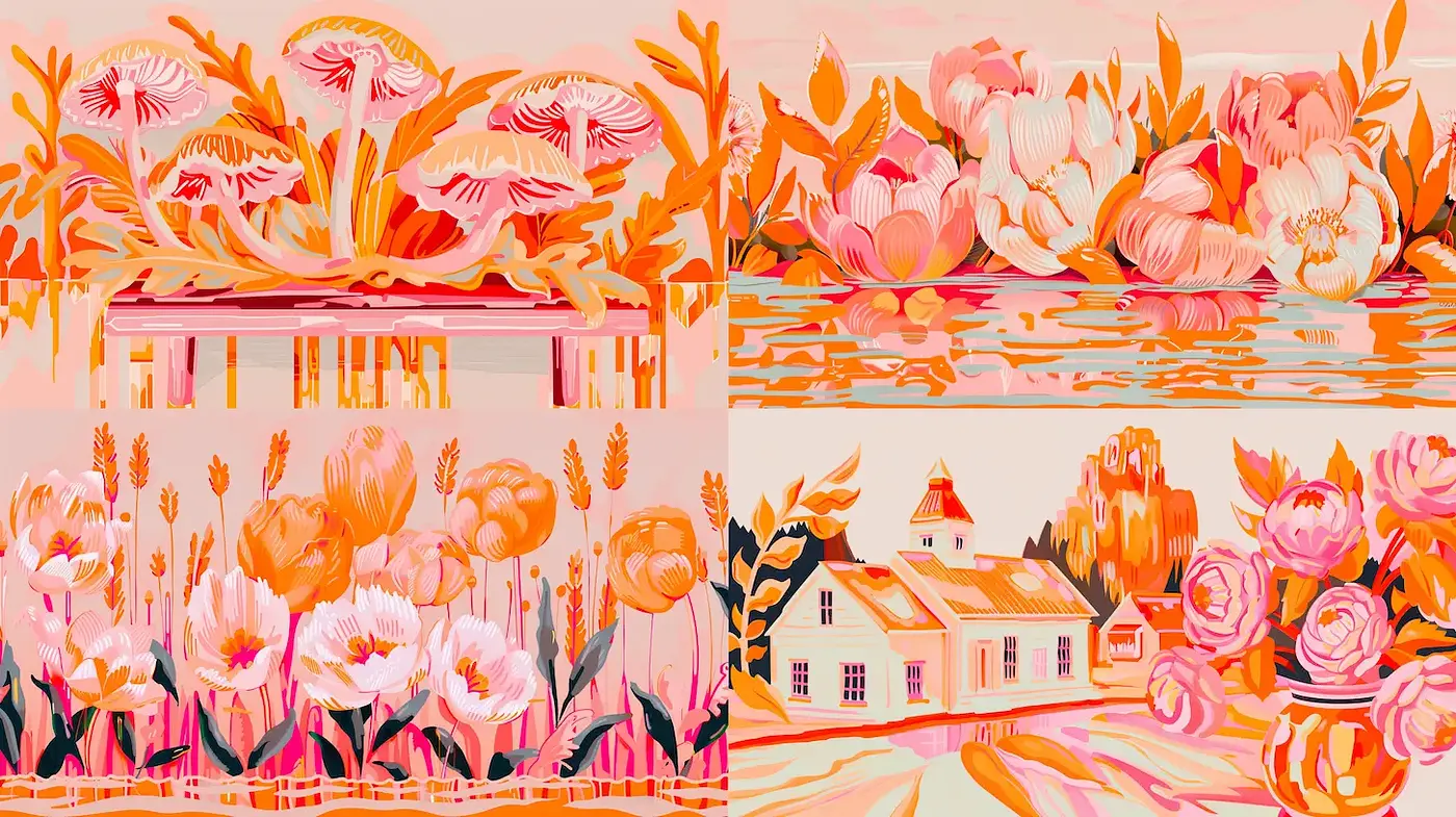 Vibrant floral compositions with a dreamy aesthetic - Midjourney sref style