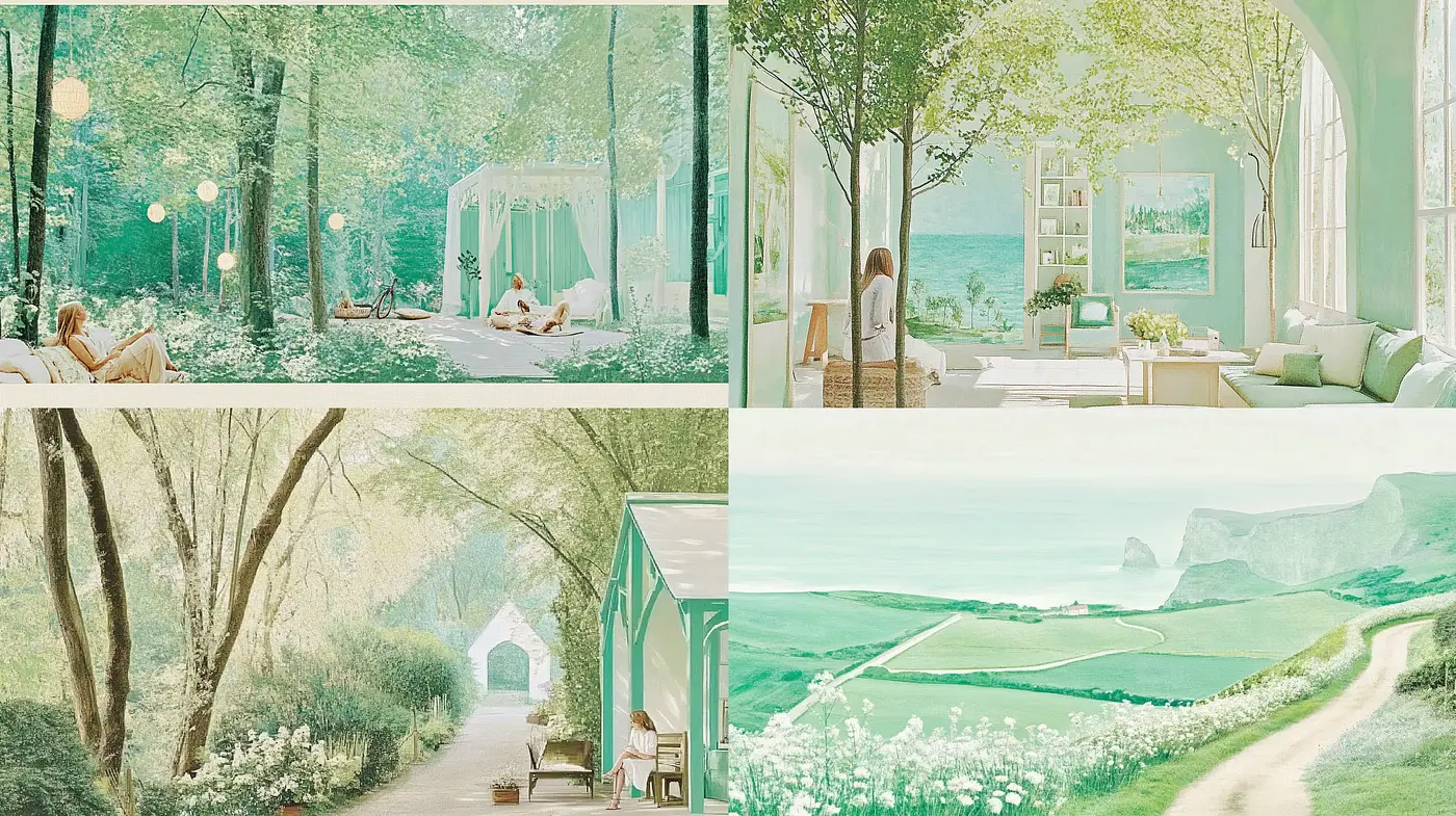 Serene Pastoral Perspectives with a Touch of Magical Realism - Midjourney sref style
