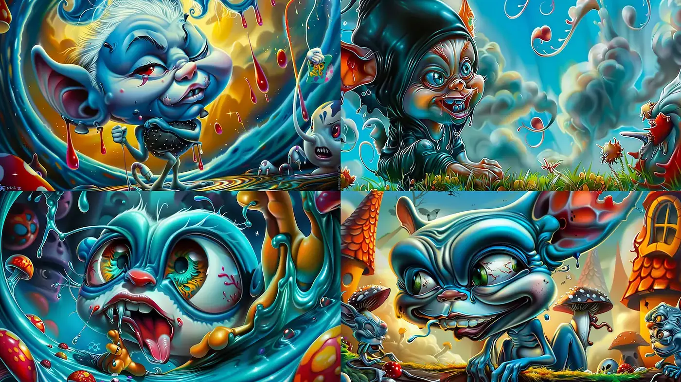 Vibrant and Whimsical Character Illustrations with Playful Details - Midjourney sref style