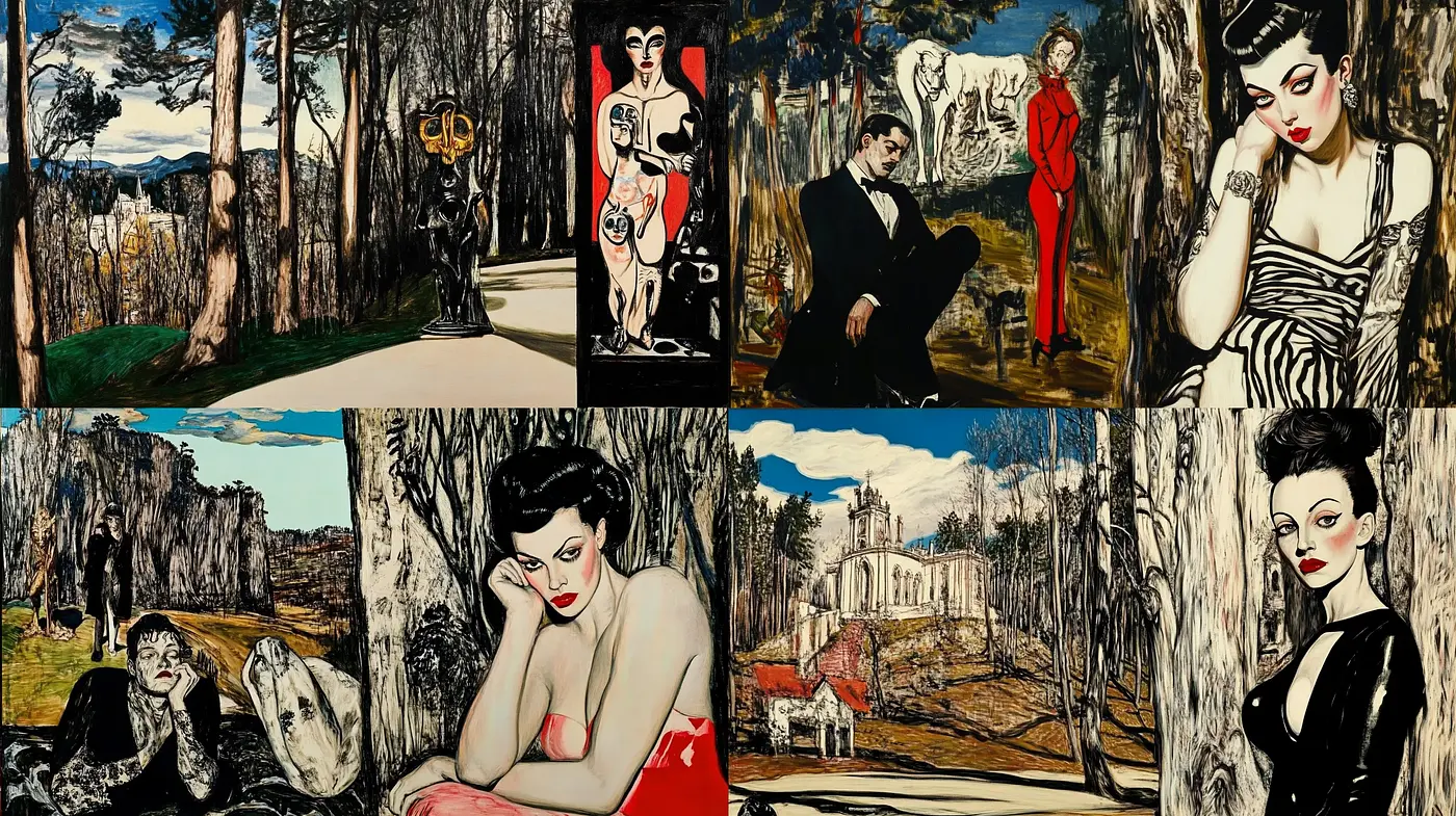 Eclectic Fusion of Modernist and Expressionist Allure - Midjourney sref style