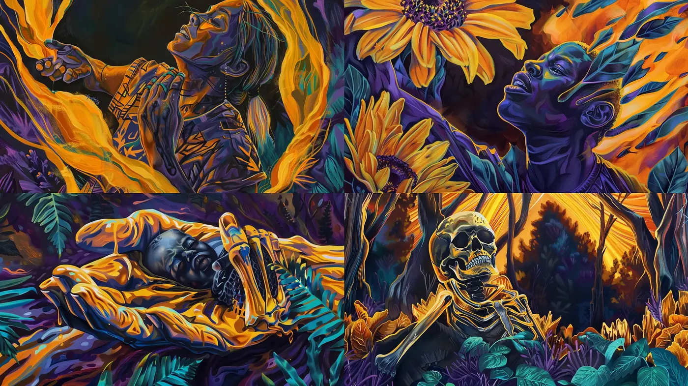 Vibrant Elegy in Psychedelic Expressionism - Midjourney sref style